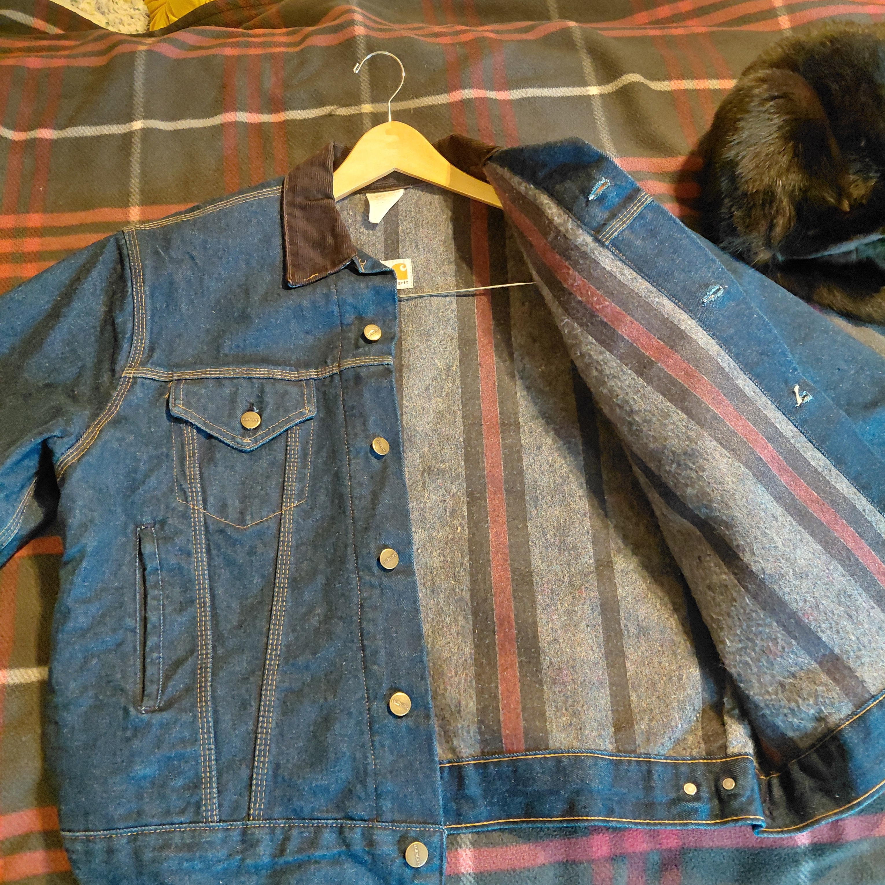 Carhartt Blue Denim Jacket With Blanket Lining